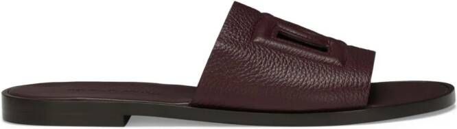 Dolce & Gabbana logo-embellished deerskin slides Red