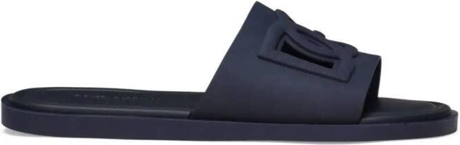 Dolce & Gabbana logo-embossed cut-out slides Blue