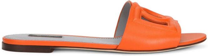 Dolce & Gabbana DG Millennials leather slides Orange