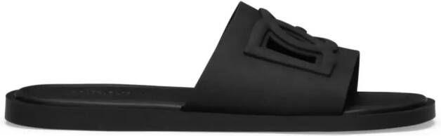 Dolce & Gabbana logo-embossed open-toe slides Black