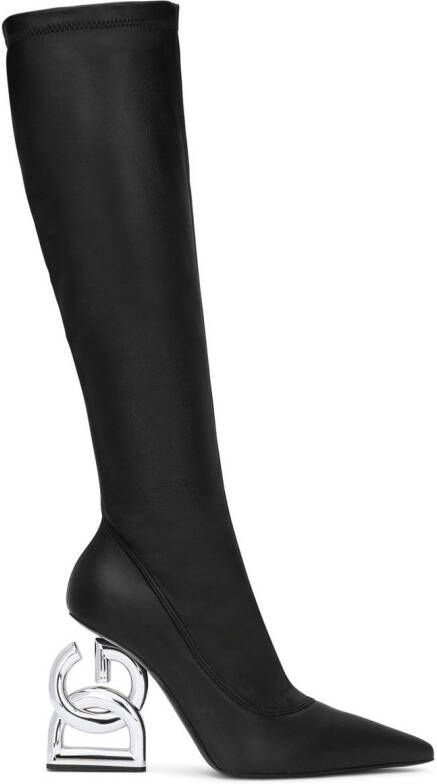 Dolce & Gabbana logo-heel knee-high boots Black