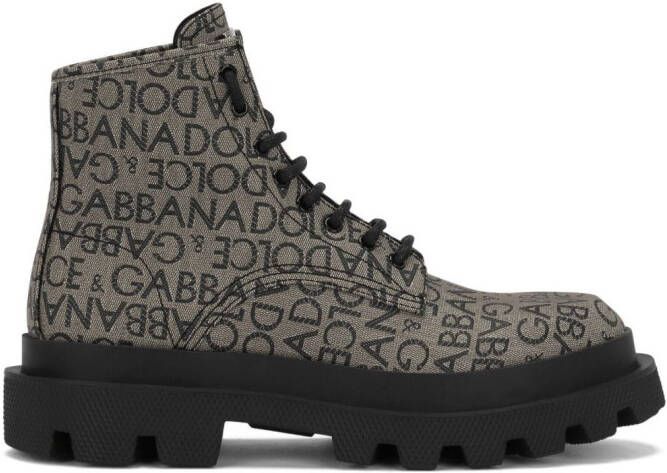 Dolce & Gabbana logo-jacquard ankle boots Grey