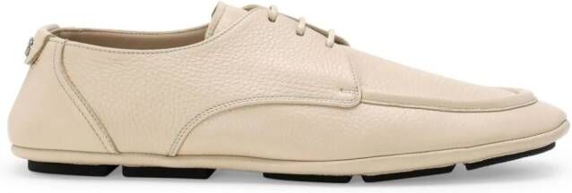 Dolce & Gabbana logo-lettering deerskin Derby shoes Neutrals