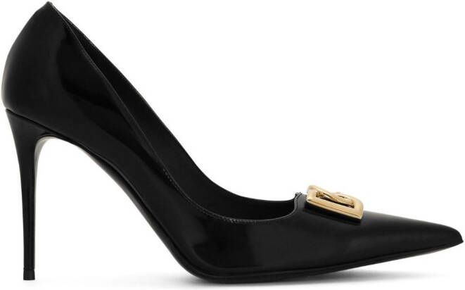 Dolce & Gabbana logo-lettering leather pumps Black