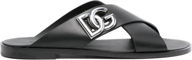 Dolce & Gabbana DG-logo leather sandals Black