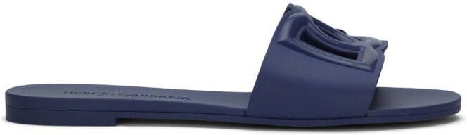 Dolce & Gabbana logo-lettering open-toe slides Blue