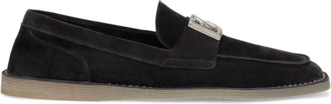 Dolce & Gabbana logo-lettering suede loafers Blue