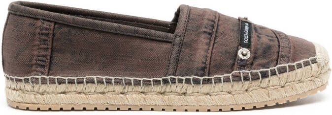 Dolce & Gabbana logo-patch denim espadrilles Brown