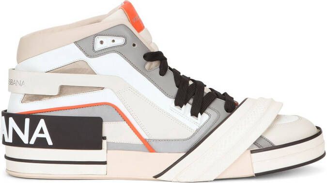 Dolce & Gabbana logo-patch panelled high-top sneakers Neutrals
