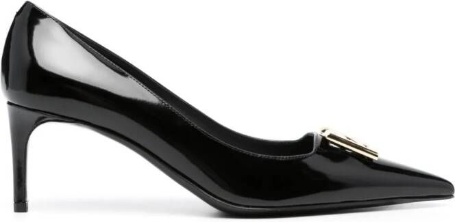 Dolce & Gabbana logo-plaque 75mm leather pumps Black