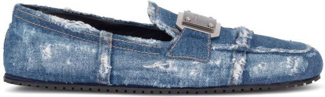 Dolce & Gabbana logo-tag patchwork-denim loafers Blue