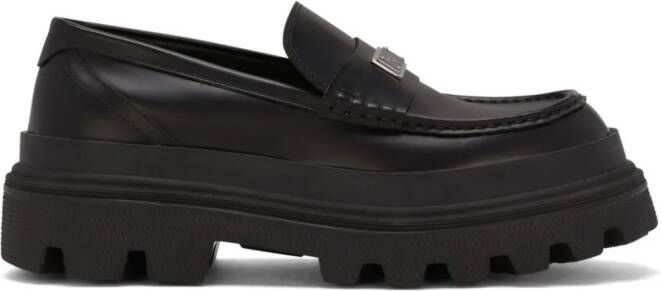 Dolce & Gabbana logo-plaque leather loafers Black