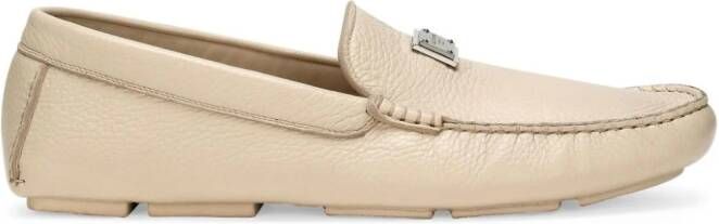Dolce & Gabbana logo-plaque leather loafers Neutrals