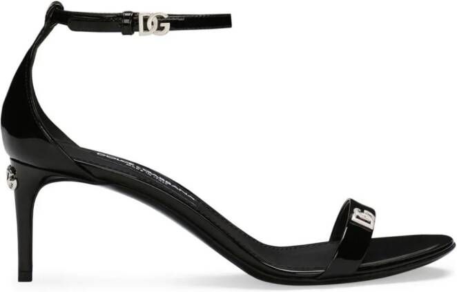 Dolce & Gabbana logo-plaque patent-leather sandals Black