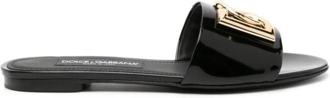 Dolce & Gabbana DG-logo leather slides Black