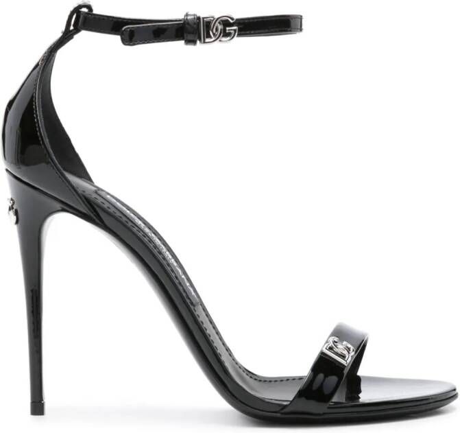 Dolce & Gabbana logo-plaque patent sandals Black