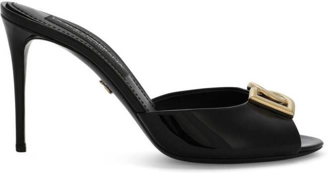 Dolce & Gabbana 85mm patent-leather mules Black