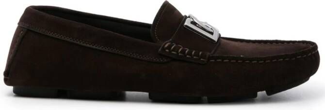 Dolce & Gabbana logo-plaque suede loafers Brown
