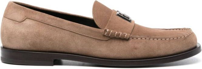 Dolce & Gabbana logo-plaque suede loafers Brown