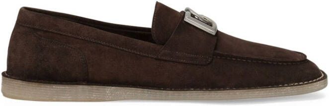 Dolce & Gabbana logo-plaque suede loafers Brown