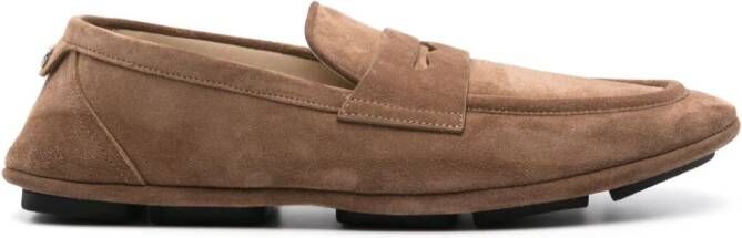 Dolce & Gabbana logo-plaque suede loafers Brown