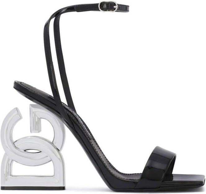 Dolce & Gabbana 3.5 105mm patent leather sandals Black
