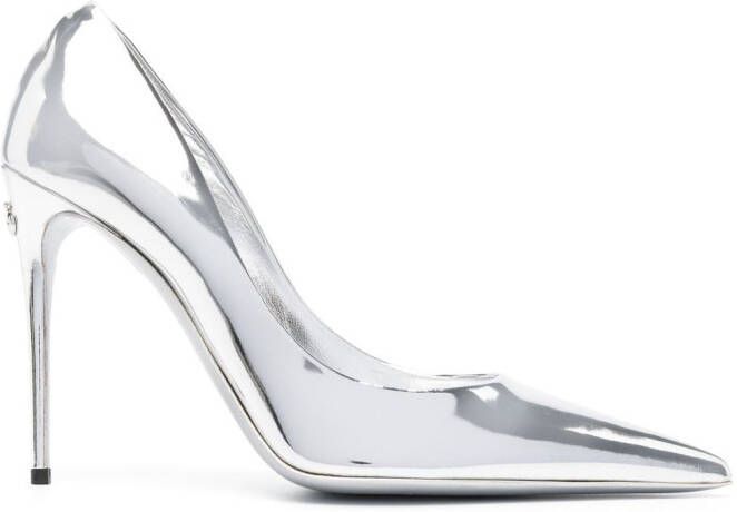 Dolce & Gabbana 110mm metallic-finish pumps Grey