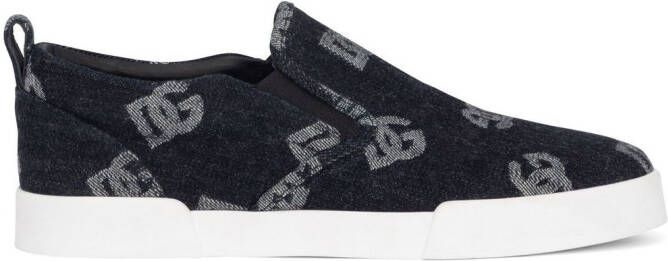 Dolce & Gabbana monogram jacquard slip-on sneakers Blue
