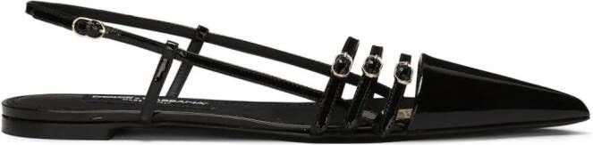 Dolce & Gabbana patent-finish leather ballerina shoes Black