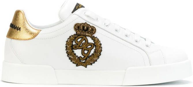 Dolce & Gabbana Portofino crown-patch leather sneakers White
