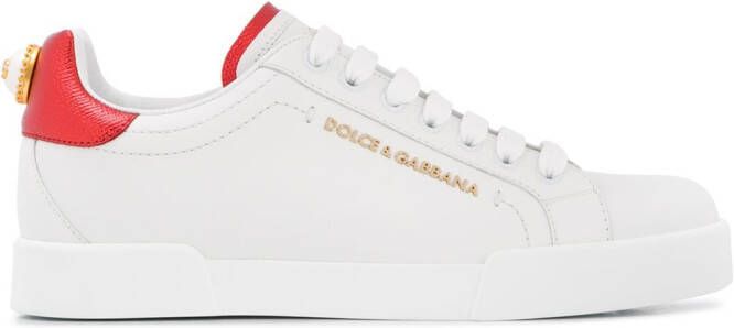 Dolce & Gabbana Portofino logo-tag leather sneakers White