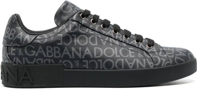 Dolce & Gabbana Portofino coated jacquard sneakers Black
