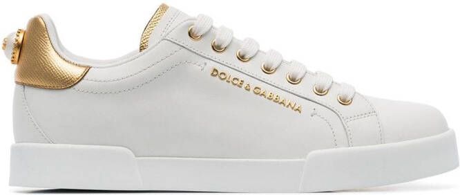 Dolce & Gabbana Portofino logo-tag leather sneakers White