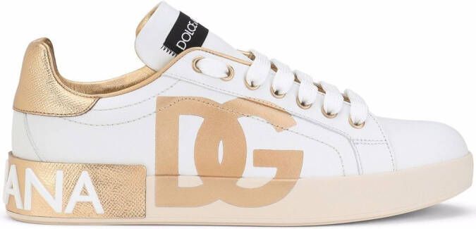 Dolce & Gabbana Portofino logo-print leather sneakers White