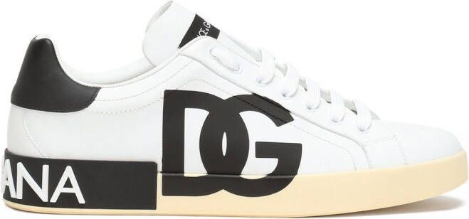 Dolce & Gabbana Portofino logo-print leather sneakers White