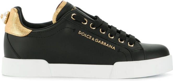 Dolce & Gabbana Portofino logo-tag leather sneakers Black