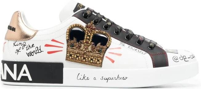 Dolce & Gabbana Portofino patch-detail leather sneakers White