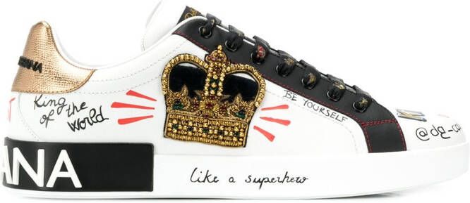 Dolce & Gabbana Portofino patch-detail leather sneakers White - Picture 3