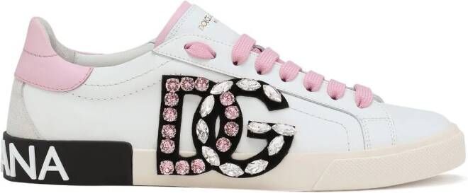 Dolce & Gabbana Portofino rhinestone-logo sneakers White