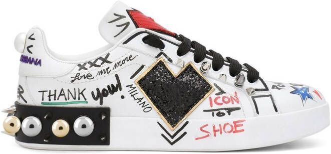 Dolce & Gabbana Portofino patch-detail leather sneakers White