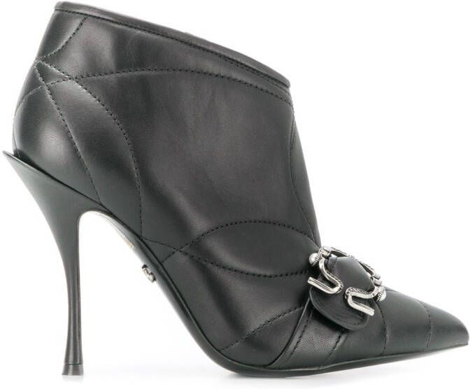 Dolce & Gabbana quilted buckled leather booties Black