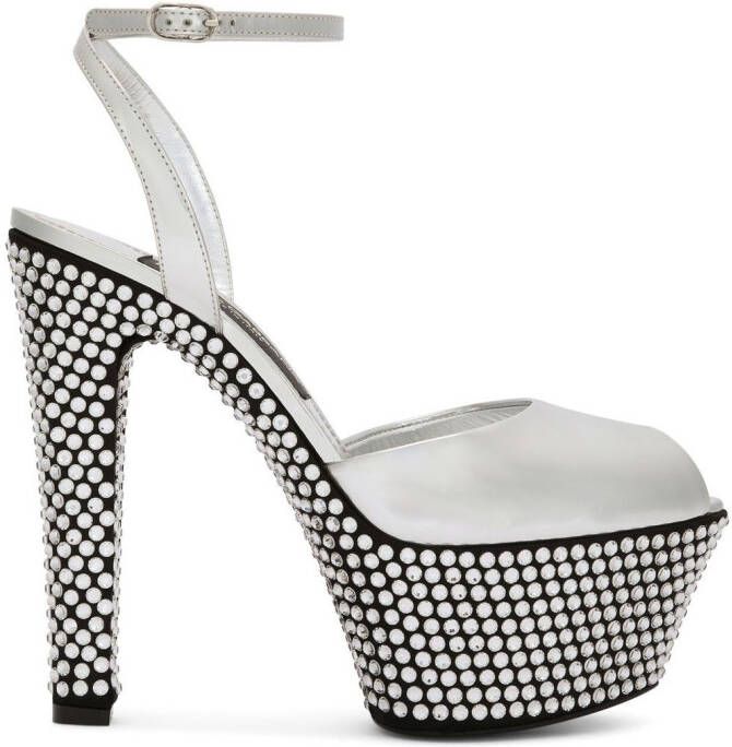 Dolce & Gabbana 150mm rhinestone-embellished platform sandals Silver