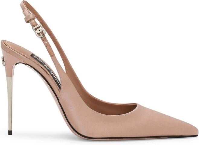 Dolce & Gabbana 105mm slingback leather pumps Neutrals