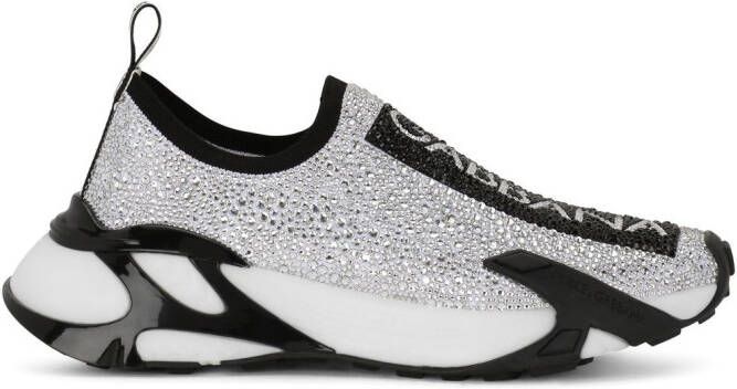 Dolce & Gabbana Fast rhinestone-embellished sneakers Silver