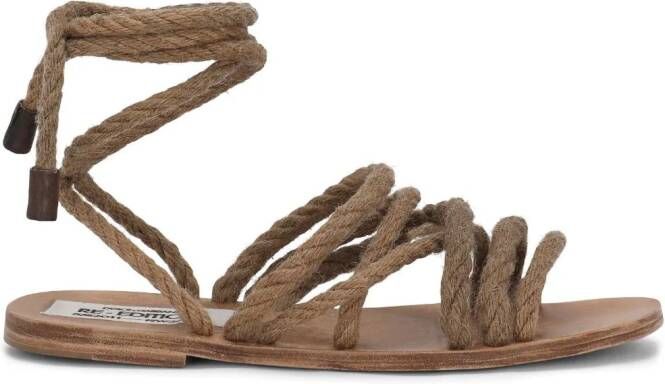 Dolce & Gabbana tie-fastening rope sandals Brown