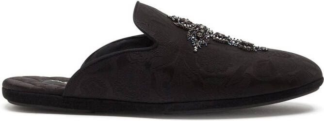 Dolce & Gabbana Young Pope cross-embroidered slippers Black