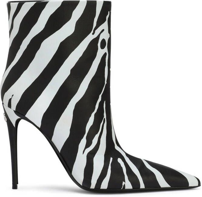 Dolce & Gabbana zebra-print ankle boots Black