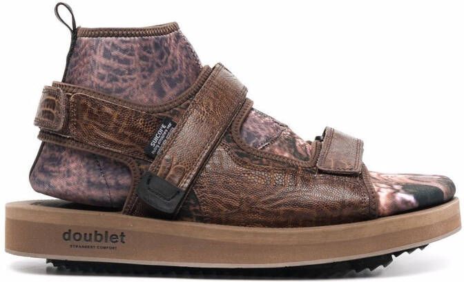 Doublet Dinossaur layered sandals Brown