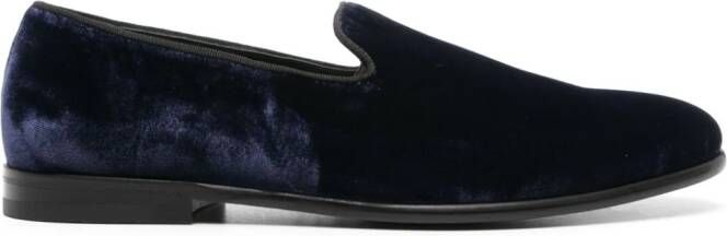 Doucal's almond-toe velvet loafers Blue