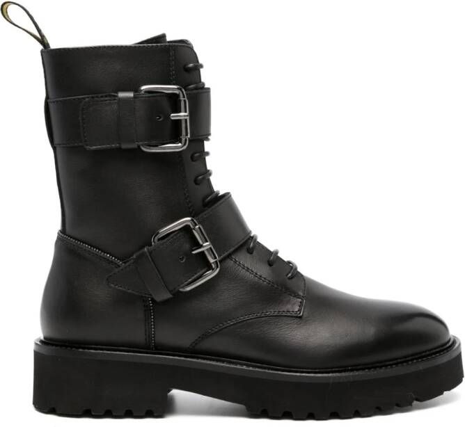 Doucal's buckled lace-up leather boots Black
